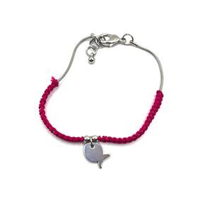 Silver Chain Charm Bracelet Pink Braided and Silver Fish Charm Bracelet
